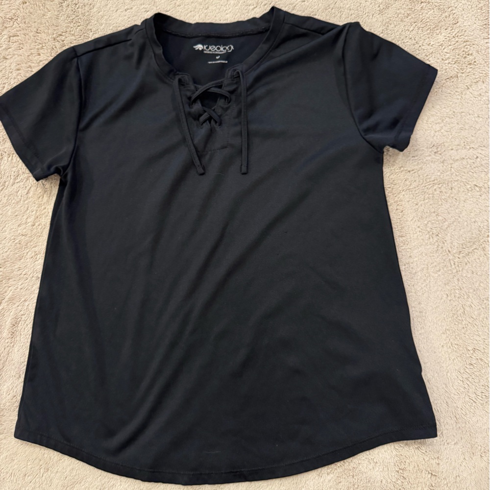 Black Lace-Up Girls Top  medium